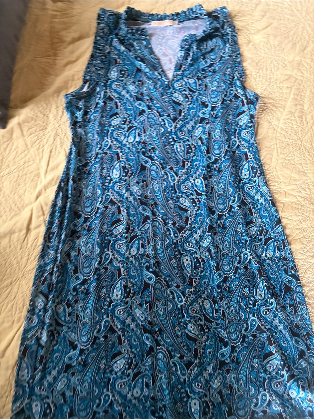 Michael Kors blue Paisley V-Neck Dress